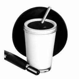 a white glass with a drink in it