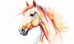 a watercolor horse with bright colored mane