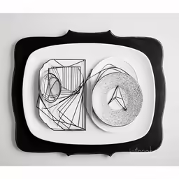 two plates on a white plate, one with a fork and knife