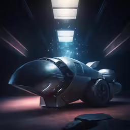 the vehicle sits parked in the spotlight