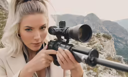 a female with a camera takes pictures