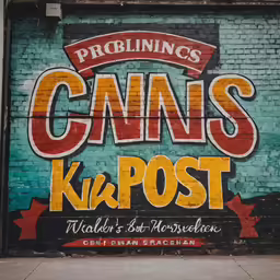 a sign painted on the side of a building