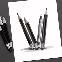some drawings of pencils on a table