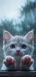 the image shows a cat looking out a window
