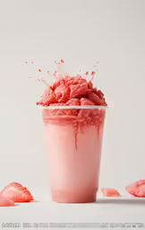 a drink with some red liquid spilling out of it