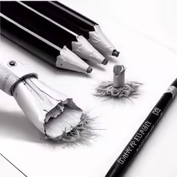 the four different pencils have been drawn