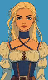 an illustration of the blonde woman with braids and collared
