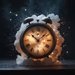 a glowing alarm clock with two hands on display