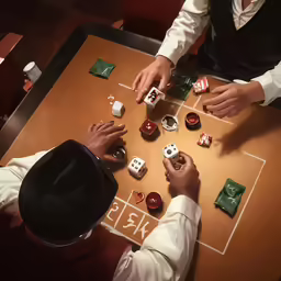 two men playing a game of sudokudo on a dining table
