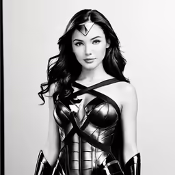 a woman dressed as the superhero in black and white