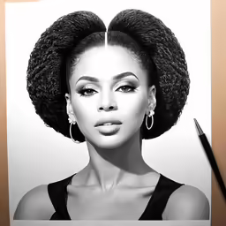 a black woman with an afro wearing earrings