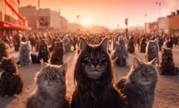 a group of cat sitting in a parking lot