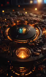 close up shot of some type of metal device,a close up photo of an abstract clock