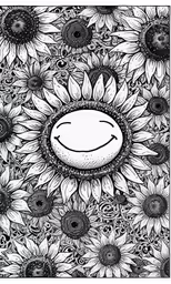 the drawing is an image of a sunflower with a smiling face