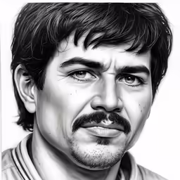 drawing of a man with a beard and mustache