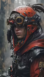 a girl dressed in armor and helmet for the role of film hellblade