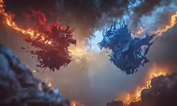 some very weird looking fire hydrants in some sort of smoke