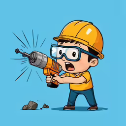 a man in safety gear using a drill