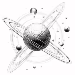 a drawing of the planets, with a lot of small balls on it