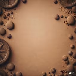 many pebbles are lying on top of some sand