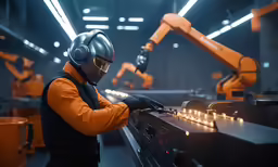 an assembly line of robotic arm parts at an electronic manufacturing company