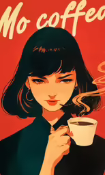 a woman holding a cup of coffee while smoking