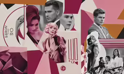 collage of a man and woman with their hair styled in pastel shades and geometric shapes