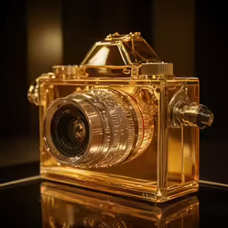 a very nice gold plated looking camera on a table