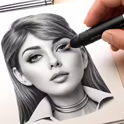 a hand drawn portrait of a young woman