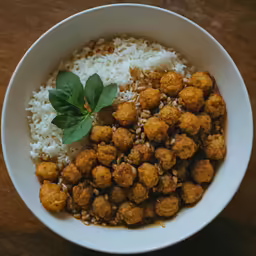 there is a white bowl with rice and meat