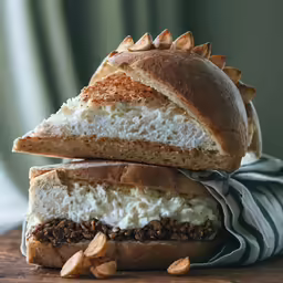 two sandwiches made of sour cream and nuts