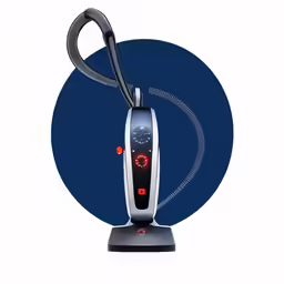 a silver vacuum on a stand with a black handle