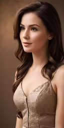 this beautiful woman has long hair and a dress
