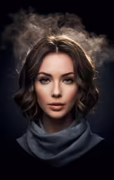 an image of a woman with smoky smoke coming from her mouth