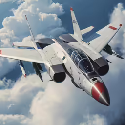 a fighter jet flying in the air on top of clouds