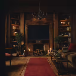 there is an old living room with candles in it
