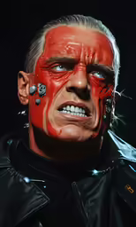 the actor has blood painted on his face