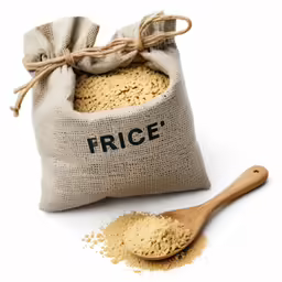 there is a sack with some rice next to it