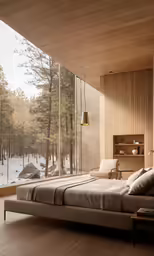 a bed sitting on top of a wooden floor