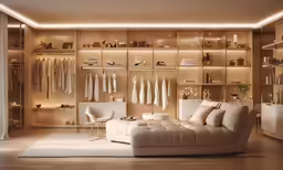 there is a beige sofa in the room