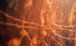an artistic shot of wet branches with light from the sun shining through