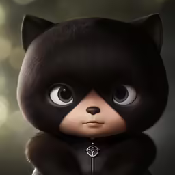a black and white cat stuffed animal is wearing a leather jacket