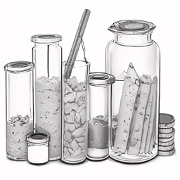 an image of a sketched scene with different items
