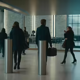 a number of people in business suits with luggage