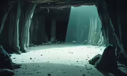a cave filled with rocks and dirt inside of a tunnel