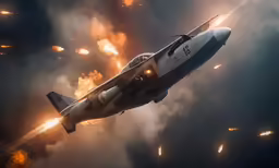 a fighter jet with four jets flying through the air