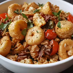 a bowl of some kind of food on a table