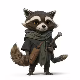 this is a photo of a raccoon dressed in clothing