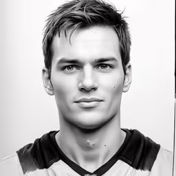 the man is in black and white photograph