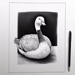 the drawing is in black and white with a pencil